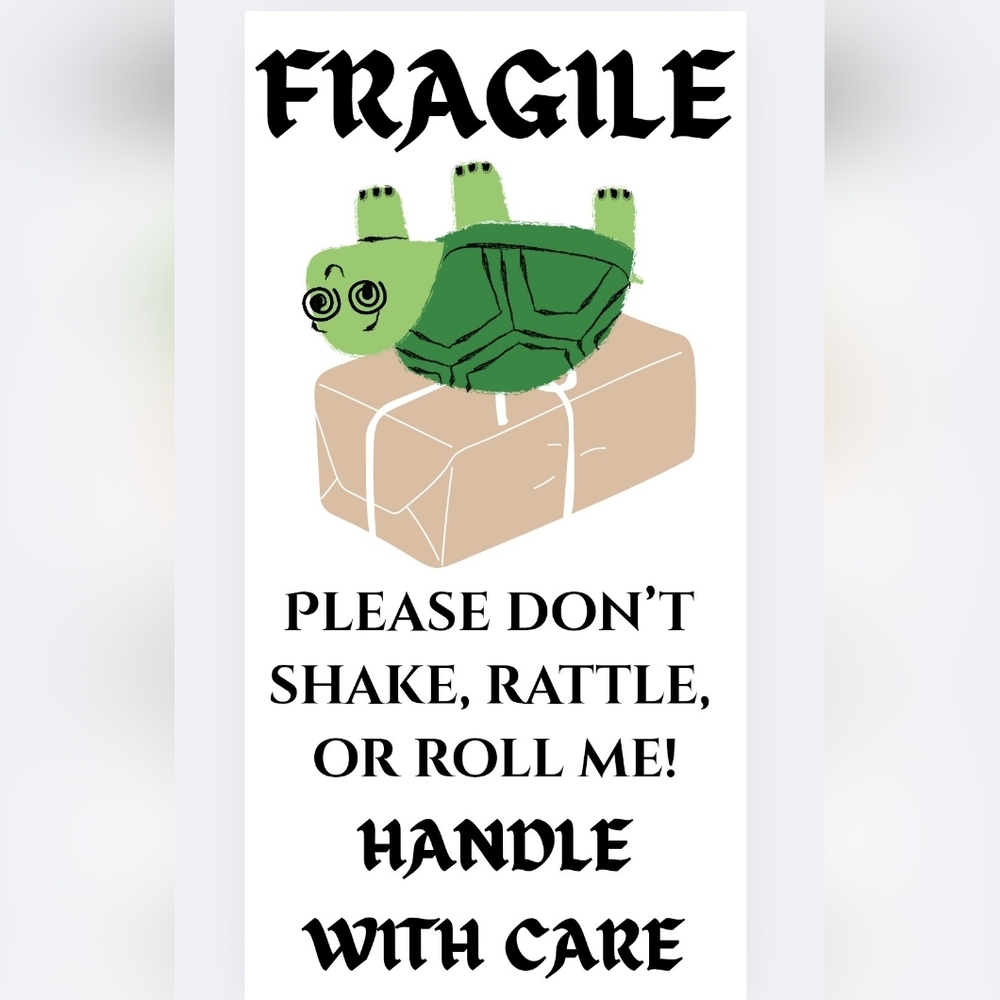 30 Custom Fragile Turtle Handle With Care Stickers